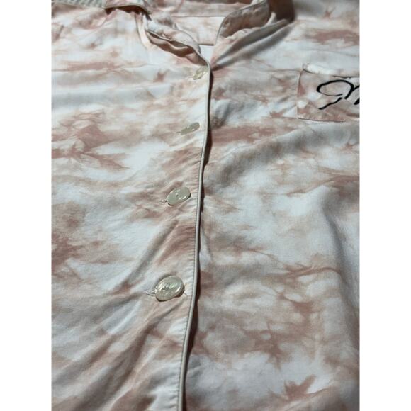 Event Blossom Womens M Pastel Pink & White Tie Dye "M" Initial Button Down Top - Picture 4 of 8